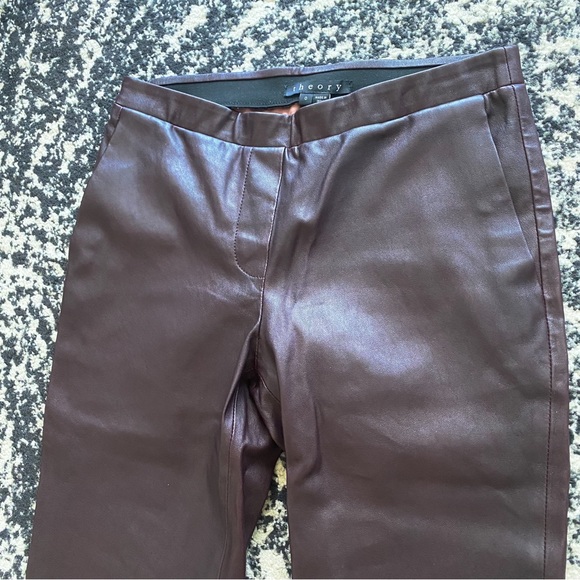 Theory Burgundy Leather Legging Pants Size 0 NWT - Picture 4 of 6